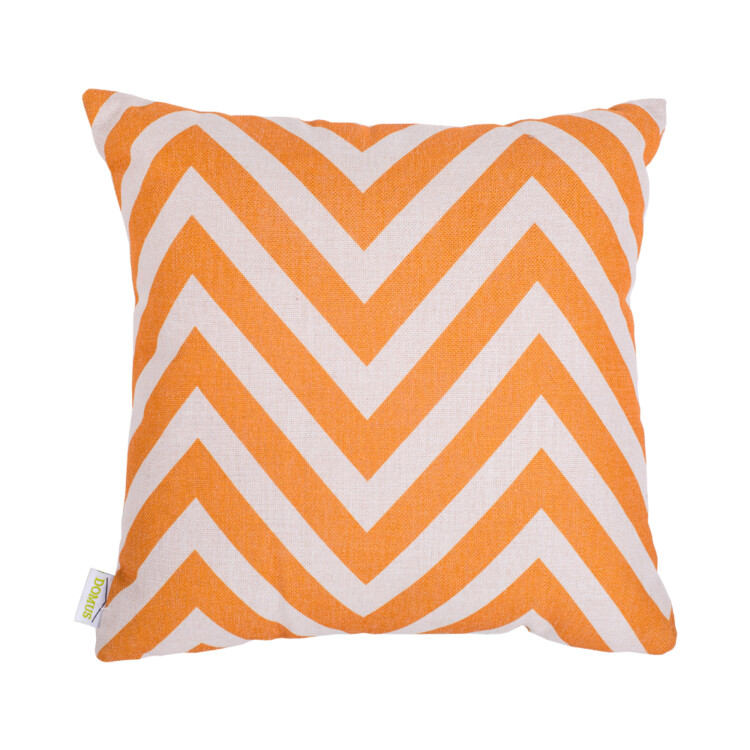Orange Striped Outdoor Pillow; (45 x 45)cm