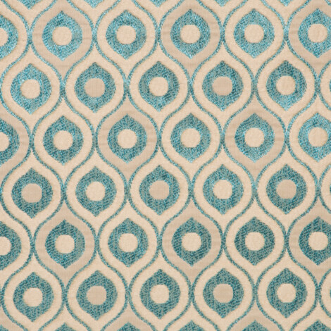 F-Laurena IV Collection: Blue Ogee Pattern DDecor Furnishing Fabric, 280cm 1