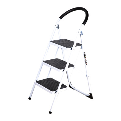 Domus Power: 3-Step Steel Ladder : (45x72x106.3)cm, White/Black