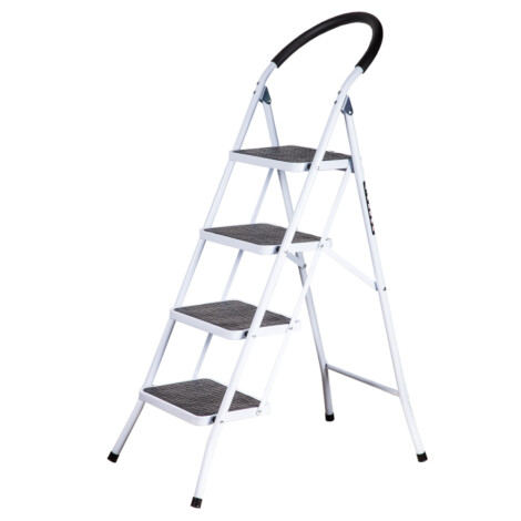 Domus Power: 4-Step Steel Ladder : (51x84x136)cm, White/Black