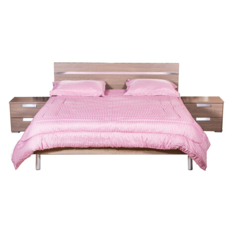 Wood Bed + 2 Night Stand, (180×200)cm, Grey Oak 1