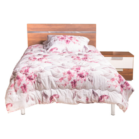 Wood Bed + Night Stand, (120×190)cm, Walnut/White 1