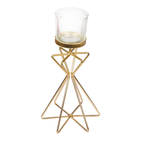 Glass Candle Holder With Metal Stand, (12.7×10.6×24