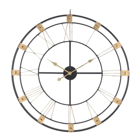 Rotateo Roman Numericals Wall Clock; (80x80x4)cm, Black/Gold 1