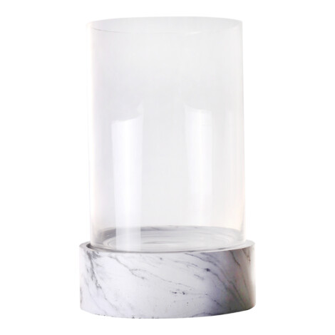 Domus Clear Glass Vase with Round White Marble base: 48