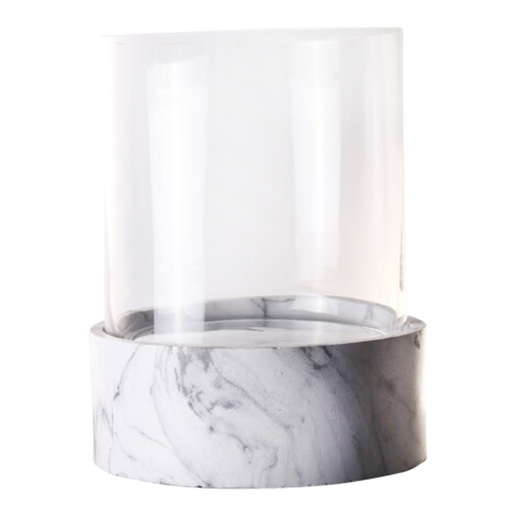 Domus Clear Glass Vase with Round White Marble base: 33
