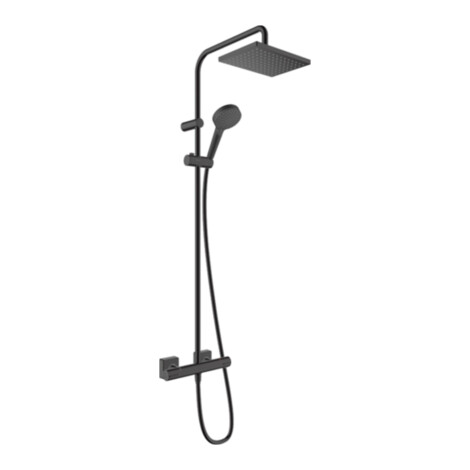 Vernis Shape EcoSmart 230: Shower Pipe With Shower Thermostat; 1-Jet, Matt Black 1