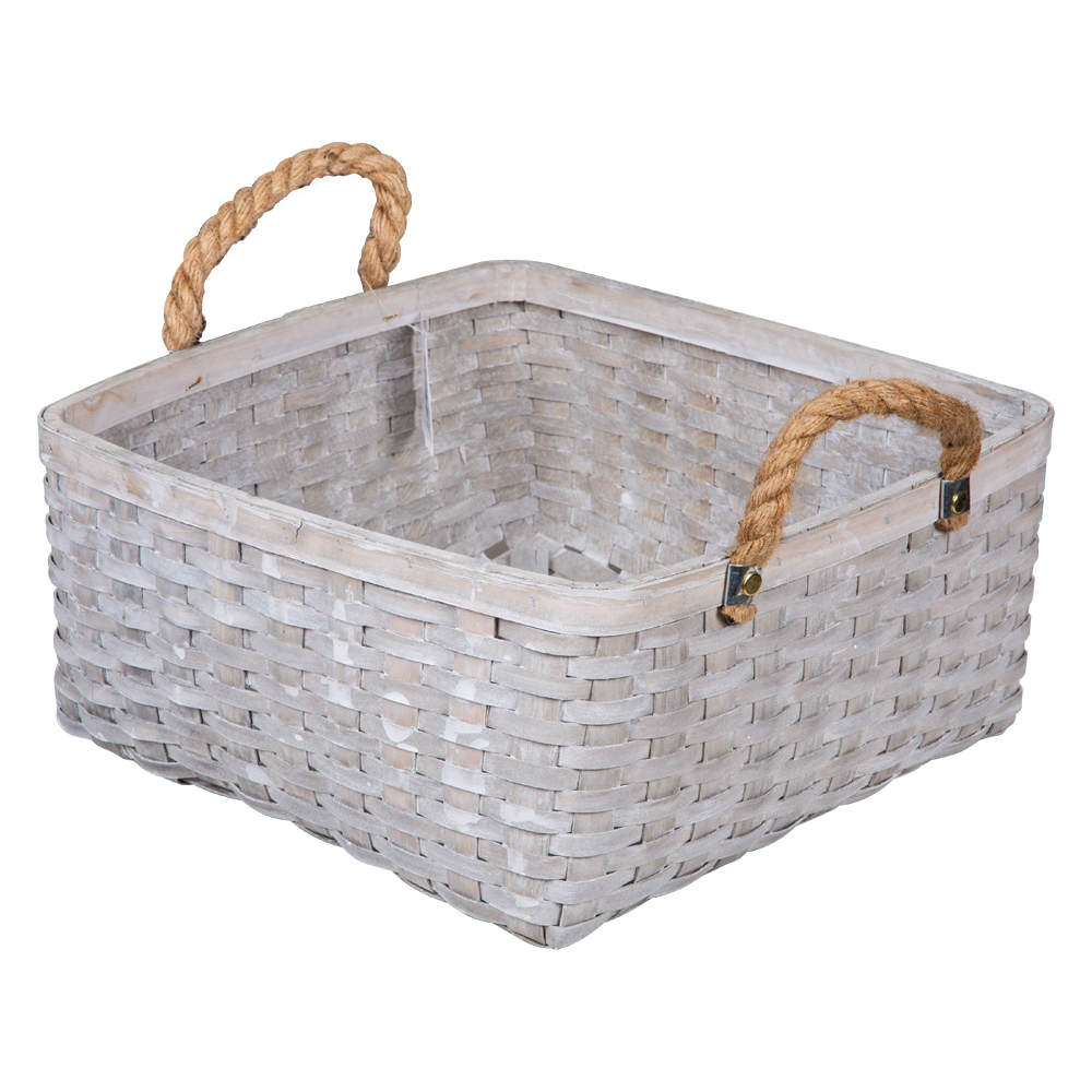 Domus: Square Willow Basket: (35x35x19)cm: Large, Grey