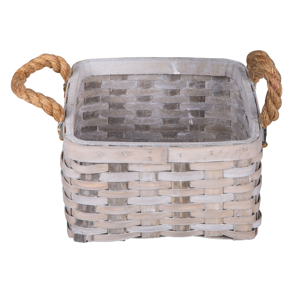 Domus: Square Willow Basket: (22x22x14)cm: Small, Grey 1
