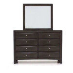 Queen Bed (154.5x206)cm + 2 Night Stands + Dresser + Mirror + Chest Of Drawers, Light Grey