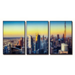 Dubai Skyline Printed Painting Set, 3pc: (90x60)cm