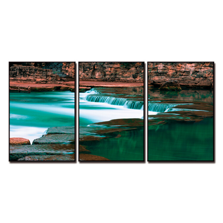 Waterfall Art Landscape Printed Painting Set, 3pc: (90x60)cm