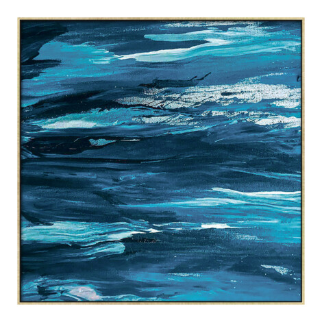 Blue Brushed Canvas Painting: (80×80)cm 1