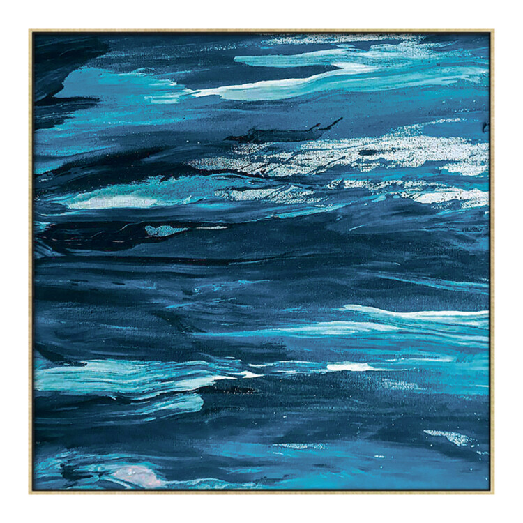 Blue Brushed Canvas Painting: (80x80)cm