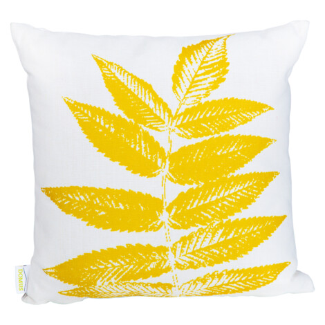 Domus: Palm Leaf Outdoor Pillow; (45×45)cm, Yellow/White 1