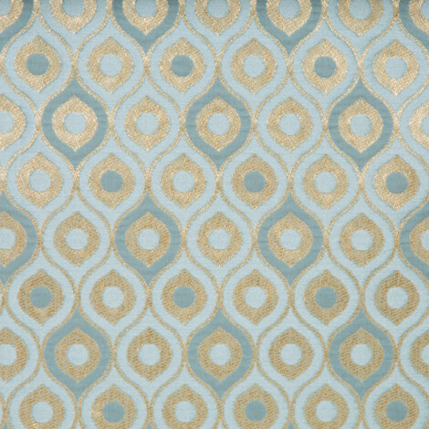F-Laurena IV Collection: DDecor Ogee Textured Pattern Furnishing Fabric; 280cm, Golden Light Blue 1