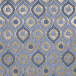 F-Laurena IV Collection: DDecor Ogee Textured Pattern Furnishing Fabric; 280cm, Golden Blue
