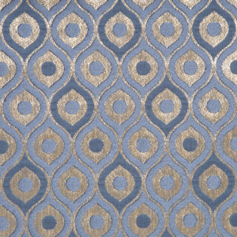 F-Laurena IV Collection: DDecor Ogee Textured Pattern Furnishing Fabric; 280cm, Golden Blue 1
