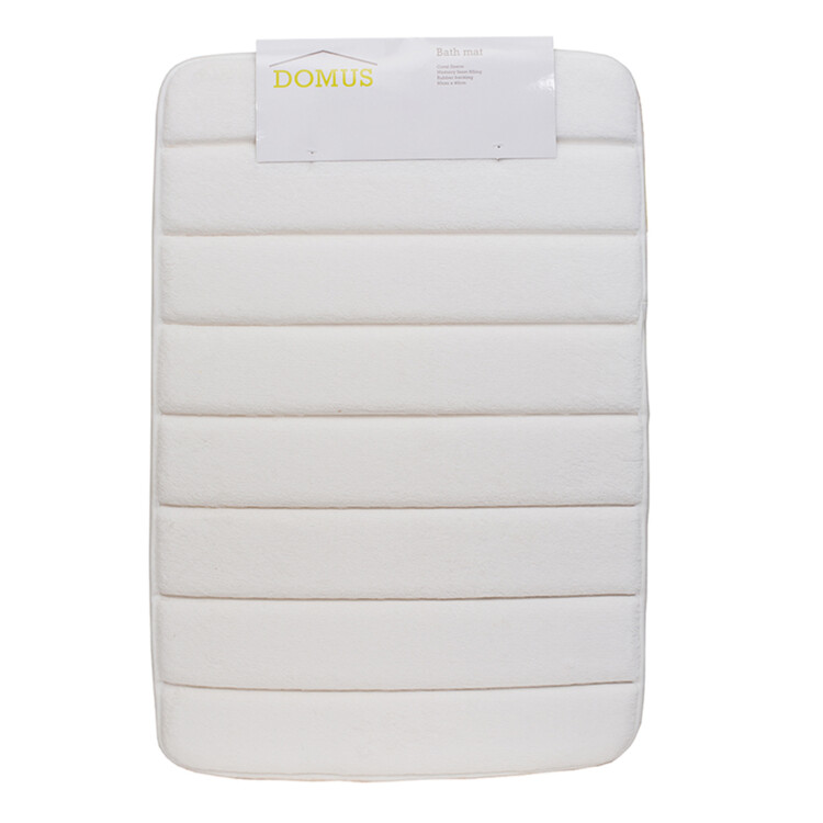 Domus: Coral Fleece Memory Foam Bath Mat; (60x40)cm, White