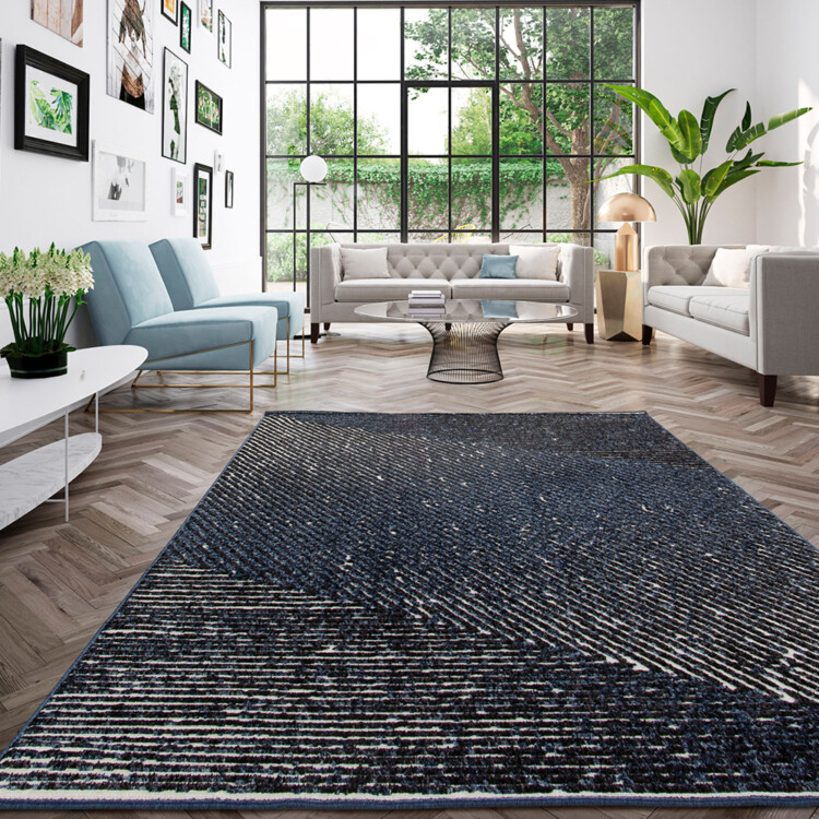 Balta: Re-Mix Carpet Rug; (80x150)cm, Blue Grey/White