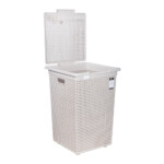 Sann Square Laundry Basket With Lid, Soft Grey