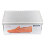 Saan Multi Purpose Storage Box With Lid; Medium, White/SoftGrey/Cream