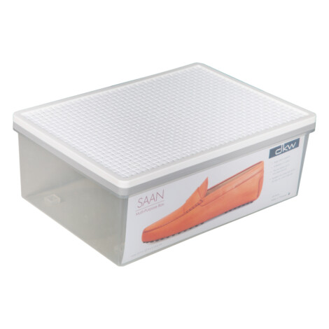 Saan Multi Purpose Storage Box With Lid; Medium, White/SoftGrey/Cream