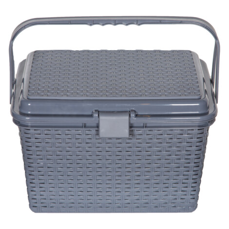 Royal Storage Basket With Lid And Handle- Small, Grey 1