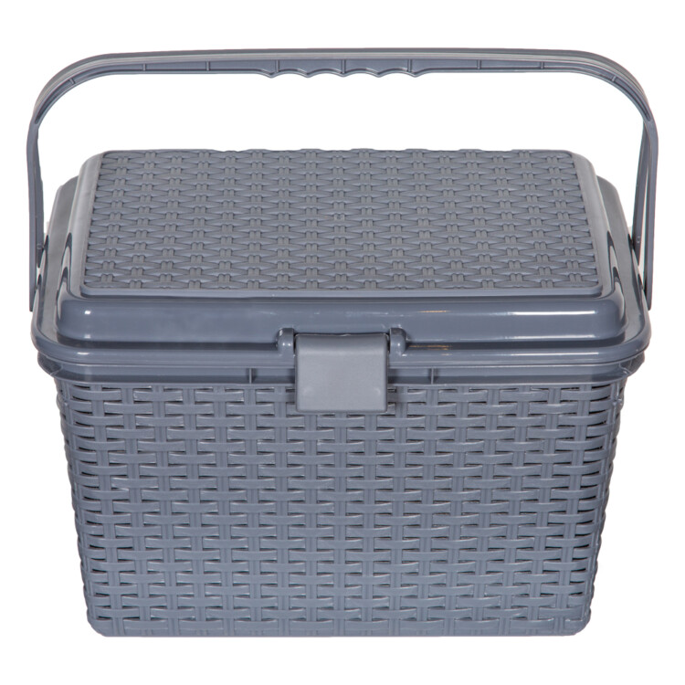 Royal Storage Basket With Lid And Handle- Small, Grey