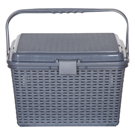 Royal Storage Basket With Lid And Handle- Large, Grey 1