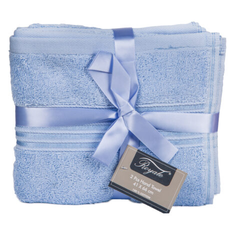 Plain Hand Towel Set- 2pcs: (41×66)cm, Blue 1