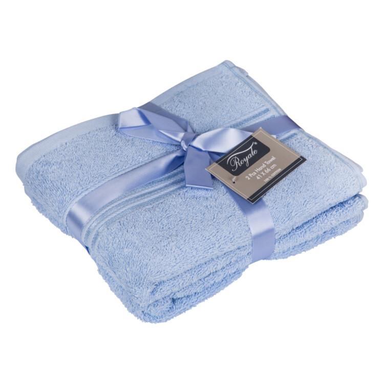 Plain Hand Towel Set- 2pcs: (41x66)cm, Blue