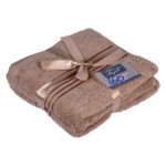 Plain Hand Towel Set- 2pcs: (41x66)cm, Brown