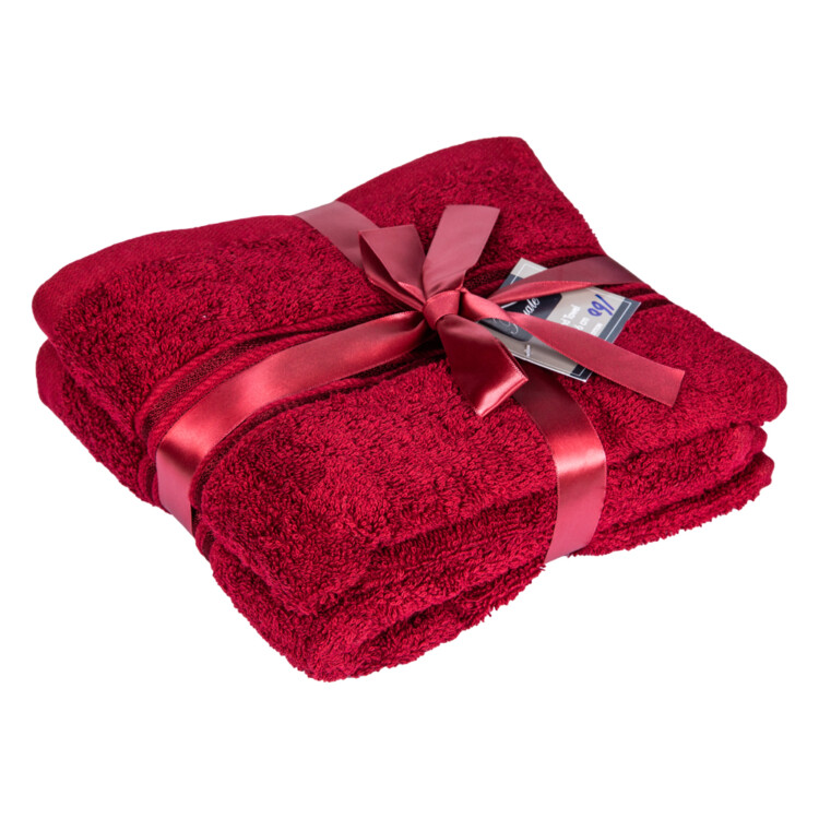 Plain Hand Towel Set- 2pcs: (41x66)cm, Burgundy