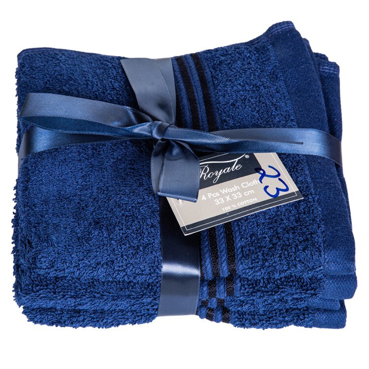 Bath Towel Set, 4pc Plain 550GMS, Navy