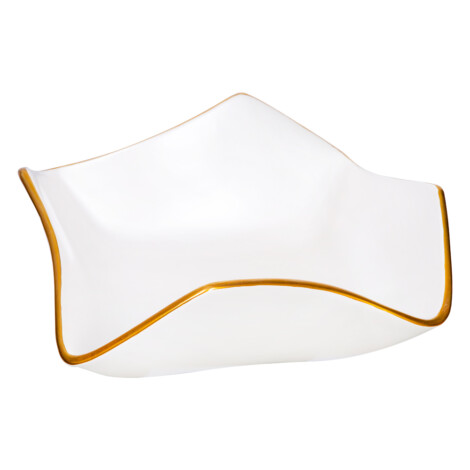 Ceramic Plate: (37x37x14)cm, Pearl White/Gold 1