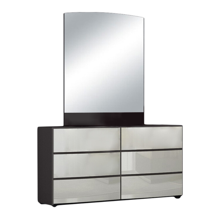 Dresser; (145.5x50x80.5)cm + Mirror; (90x3x120)cm, Magnetic/LacquerGrey