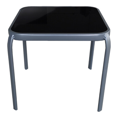 Garden Furniture: Steel Square Side Table; (50x50x46)cm (Glass Top), Grey 1