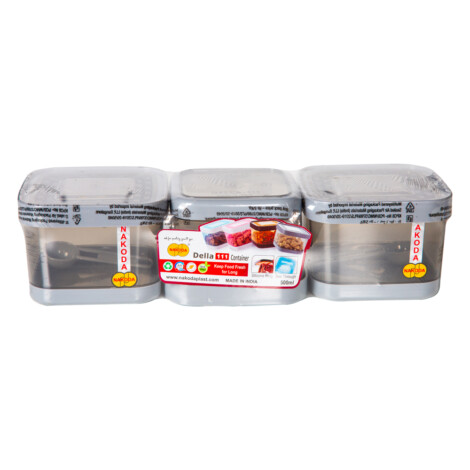 Della 111 Kitchen Storage Container Set, 3pcs, Medium, Grey 1