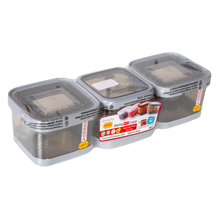 Della 111 Kitchen Storage Container Set, 3pcs, Medium, Grey