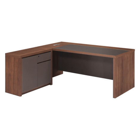 Executive Desk + Side Return, Left; (180x168.6x76)cm, King Walnut/KanoGrey
