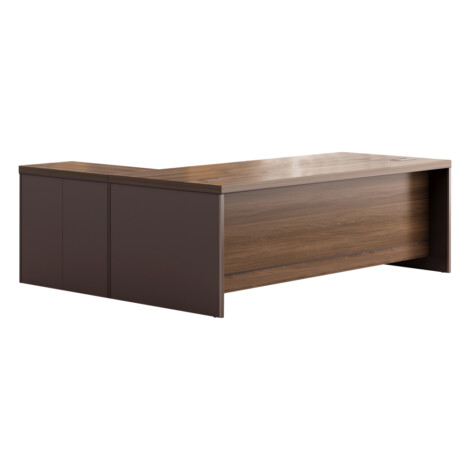 Office Desk + Mobile Side Return + Pedestal, (180x80x75)cm, Brown Oak/Brown 1