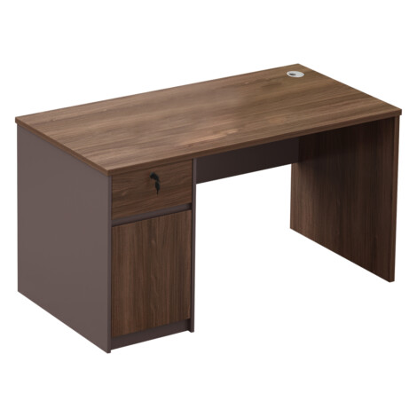Office Desk + Drawer + Panel, (120x60x75)cm, Brown Oak/Brown 1