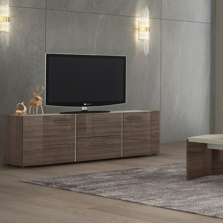 TV Cabinet: (182x46.5x55)cm, Brown Angley/F.Grey