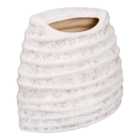 Ceramic Vase: (18x17x9)cm, Mixed White