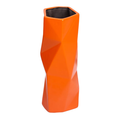 Ceramic Vase; (9x9x26)cm, Matt Orange 1