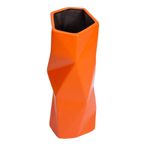 Ceramic Vase; (9x9x26)cm, Matt Orange