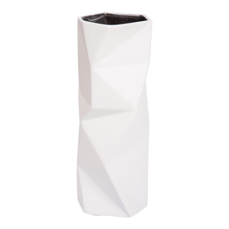 Ceramic Vase; (9x9x26)cm, Matt White 1