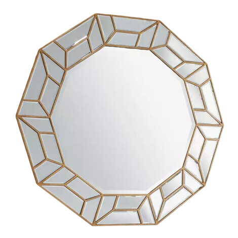 Decorative Round Wall Mirror With Frame; (105×100)cm, Gold 1