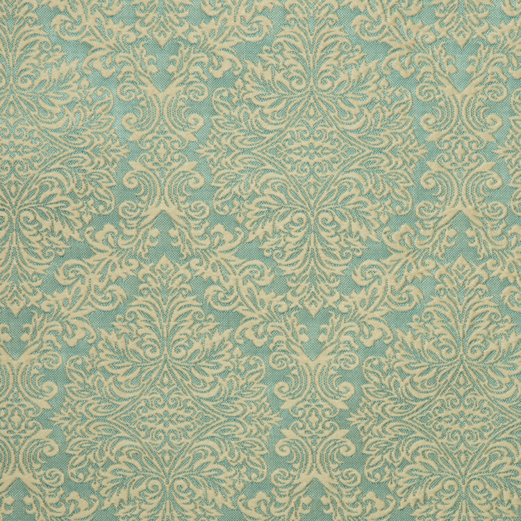 Laurena Dario Collection: Textured Damask Patterned Furnishing Fabric; 280cm, Mint/Ivory